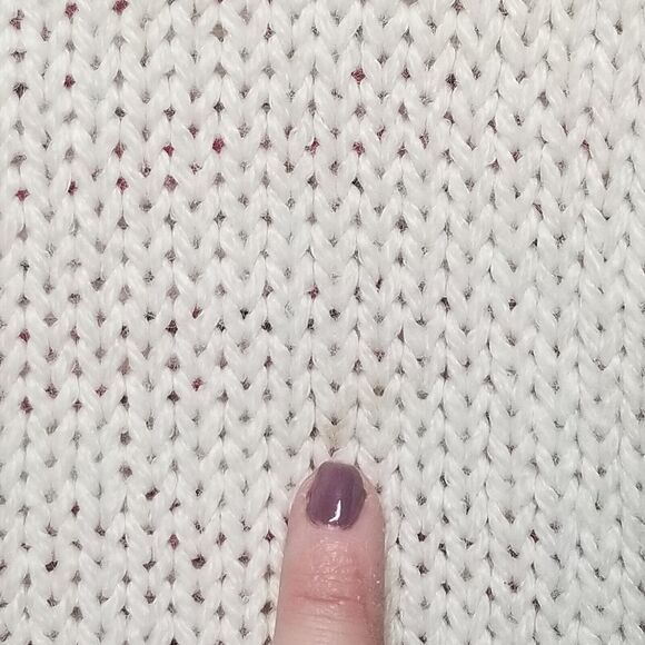 Vntg Gitano Wmns Sz S Oversized Sweater Ivory White Red Snowflake Fair Isle Flaw - Picture 11 of 14